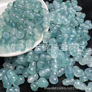 翡翠巴山翠冰飘蓝通孔葫芦海蓝宝色散珠串珠DIY配件饰品耳坠配件