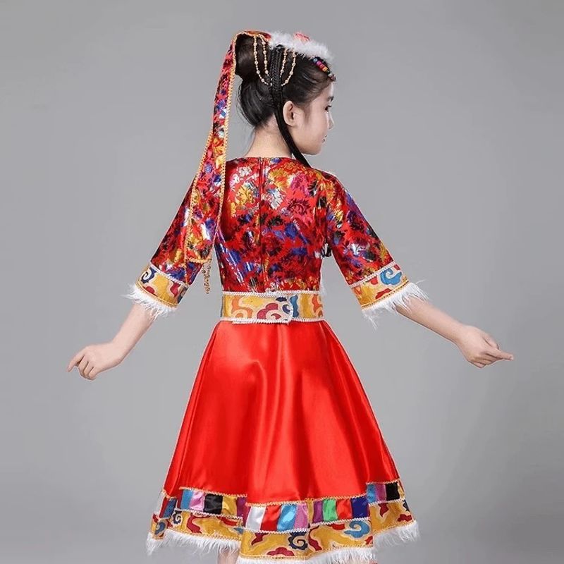 少数民族服装舞台演出服水袖舞蹈广场舞衣服藏族舞蹈演出服装女