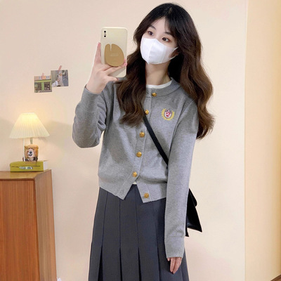 小个子学院风针织开衫女