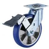 MUD 8寸蓝色聚氨酯刹车轮 BSF 200 轮宽40MM脚轮