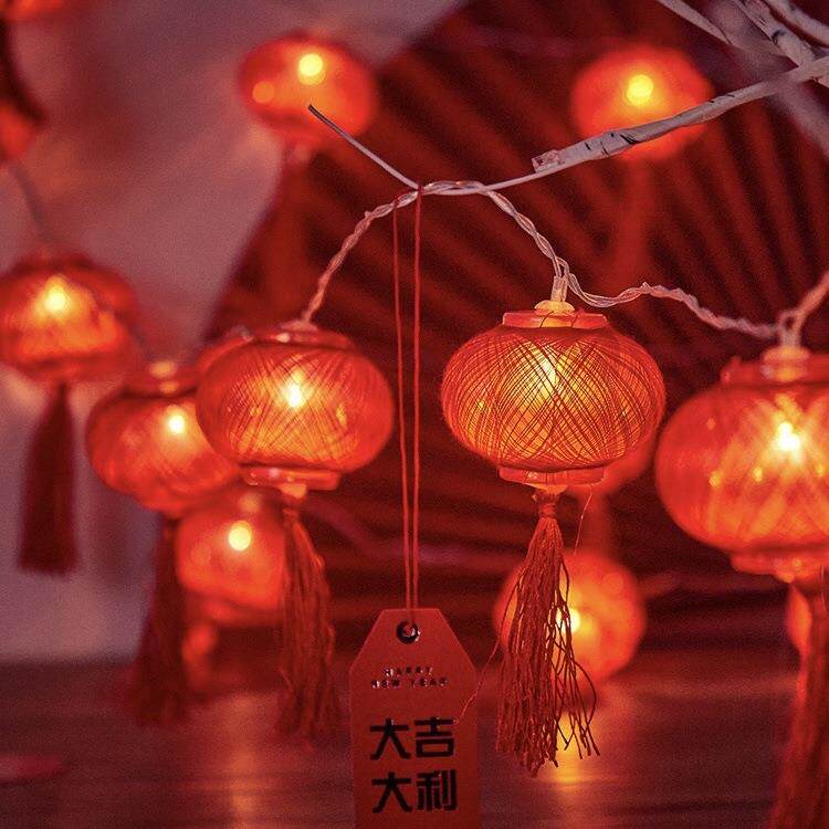 led装饰庆元过年房间2024灯喜庆红灯串流苏红灯笼元宵节灯节日春