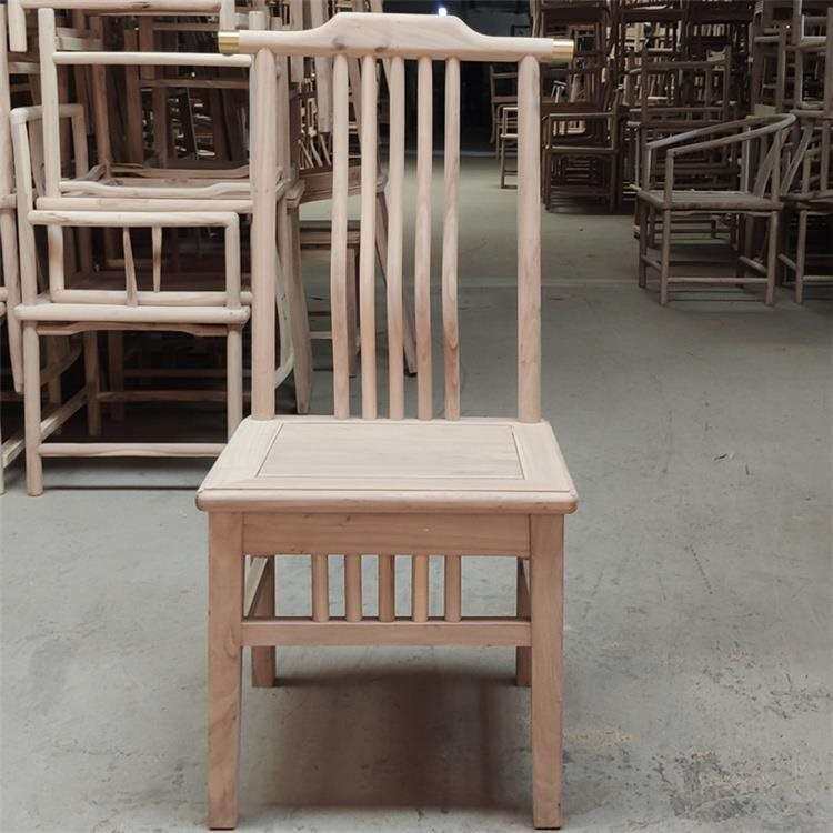 新中式单背椅白茬北榆木餐椅休闲椅全实木圆桌椅饭桌椅白胚茶