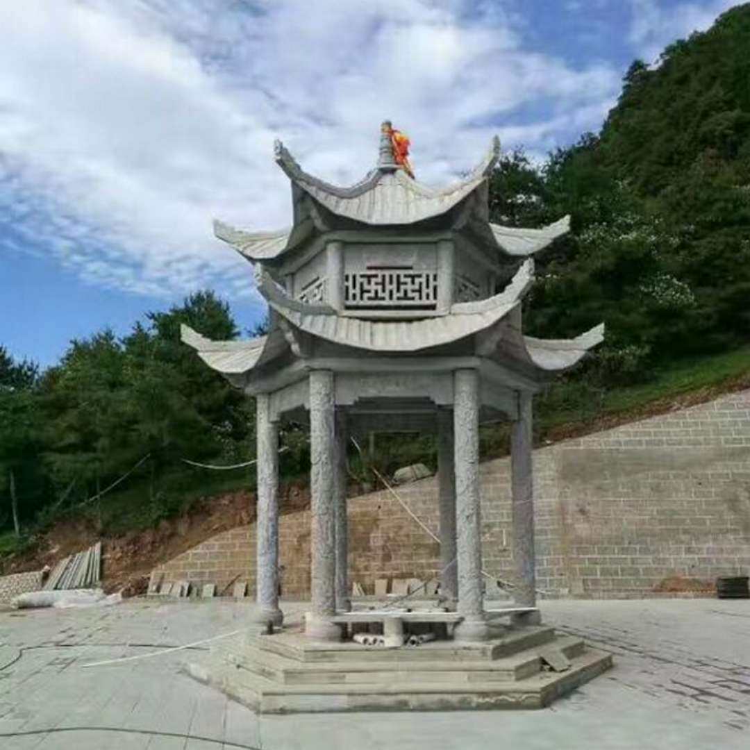 石材石雕凉亭户外休闲 六角多重工艺