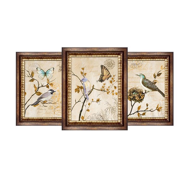 欧式客厅装饰画沙发背景三联有框画卧室组合墙画玄关壁画餐厅挂画