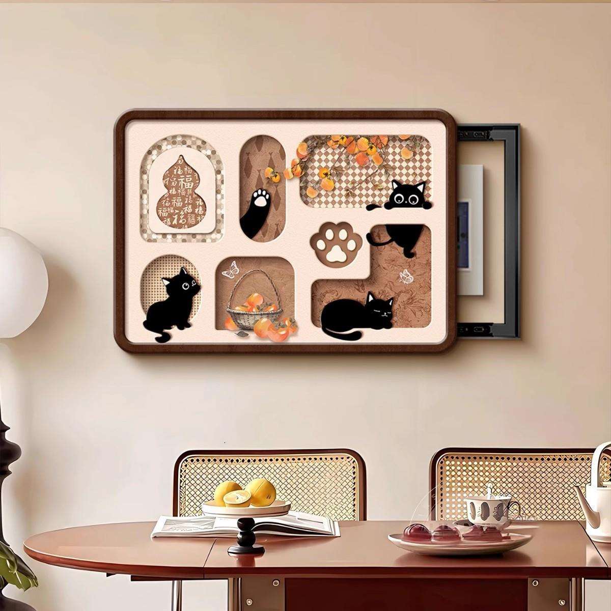 工厂直销中古风电表箱装饰画免打孔配电箱遮挡挂画电闸弱电箱墙画