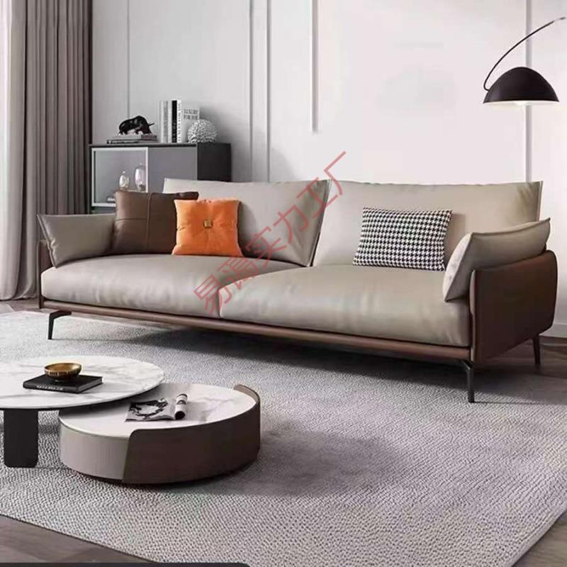 新款办公沙发意式真皮三人位简约商务休闲会客接待室客厅沙发组合