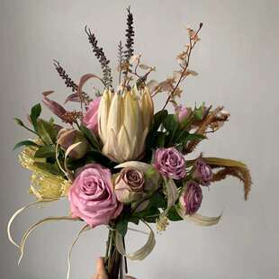 M195淡紫色系手札花束仿真花绢花假花欧式桌摆花束