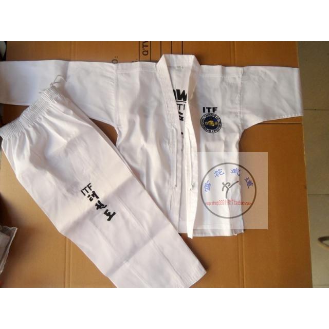 I道服/I跆拳道服斜纹全刺绣学员服/拉链款