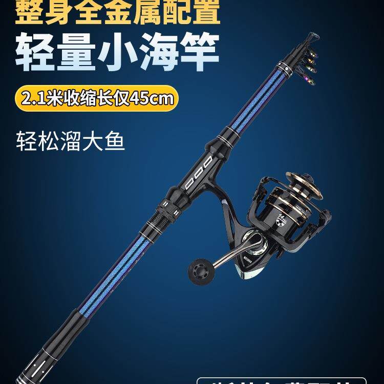 龙之首迷你小海竿抛竿超硬海钓远投竿便携短节海杆套装路亚竿甩竿