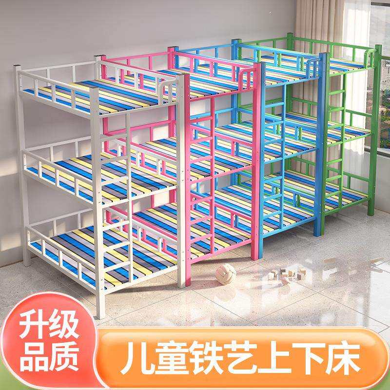 托管班上下床小学生午托床幼儿双层床铺铁架小餐桌辅导托管班午睡