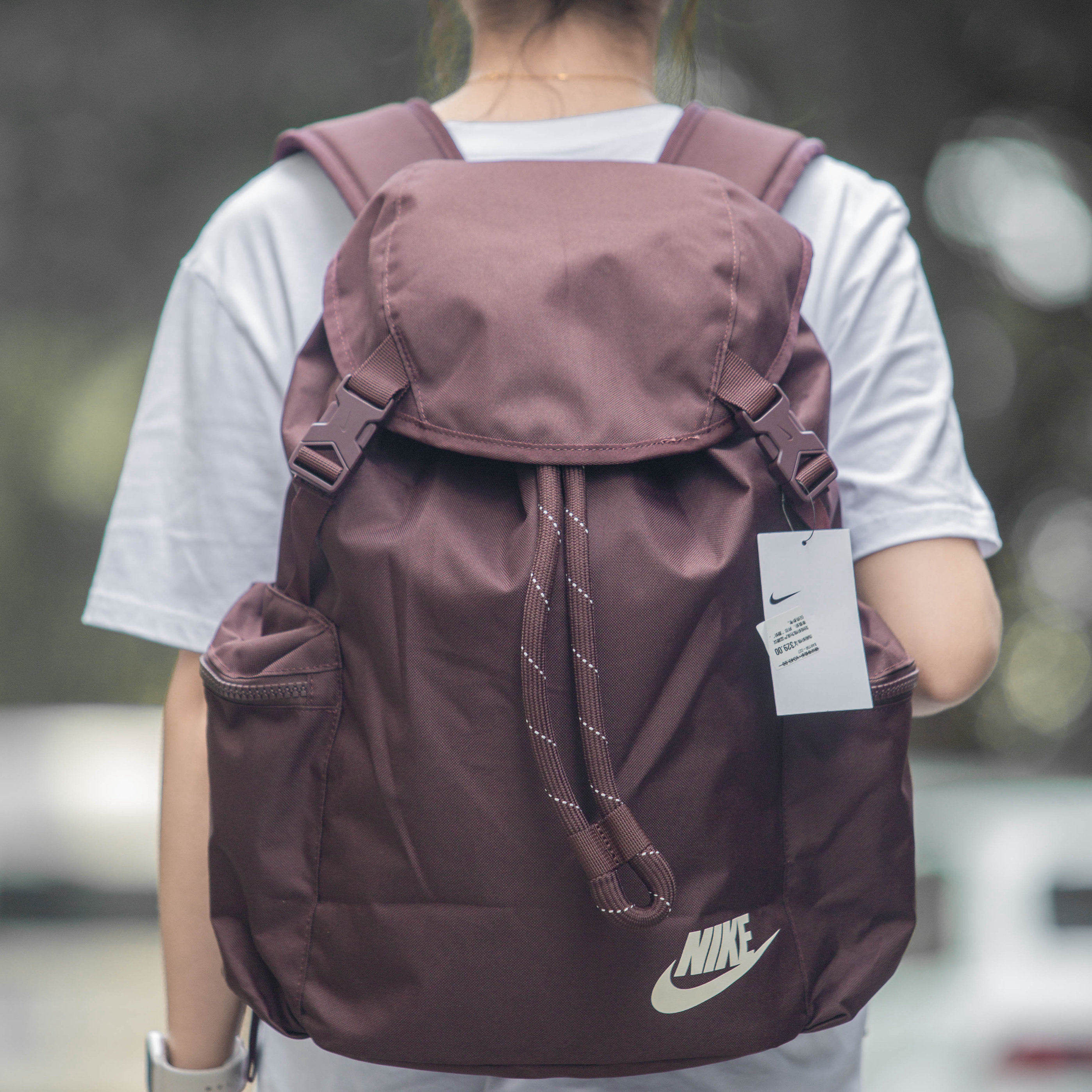 NIKE耐克休闲运动百搭抽绳双肩背包大容量2024新款男女同款书包