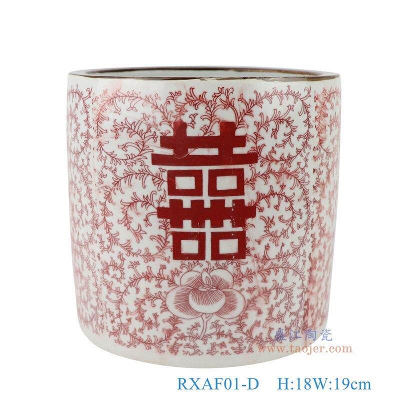 景德镇青花百子图双喜字纹笔筒书房童子纹毛笔筒仿古书桌家居摆件