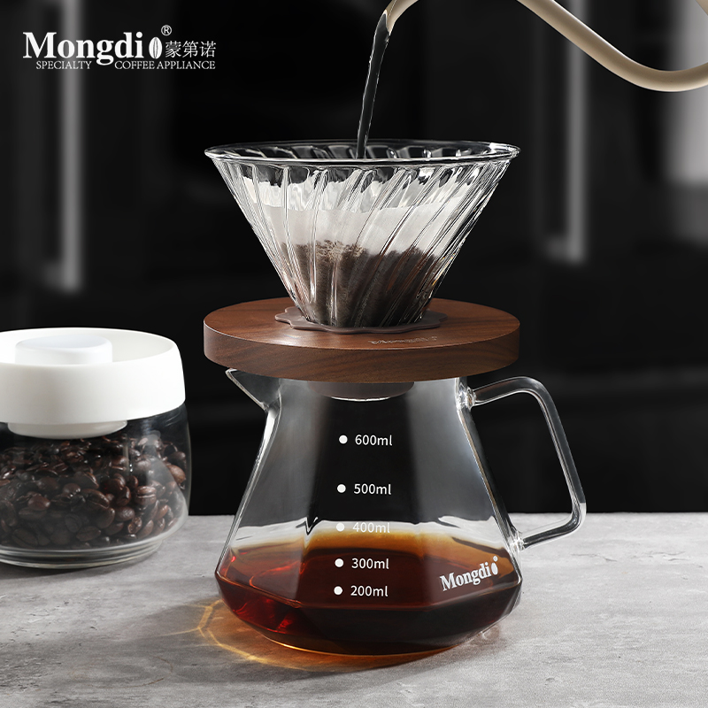 Mongdio手冲咖啡壶玻璃分享壶漏斗滤杯家用咖啡过滤壶冲泡器具