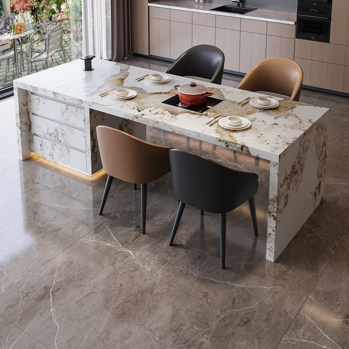 兰朵达极简齐平款岩板岛台餐桌一体家用高端中导台餐厅吧台倒台柜,住宅家具,岛台餐桌,淘宝优惠券,粉丝福利购,淘宝优惠卷