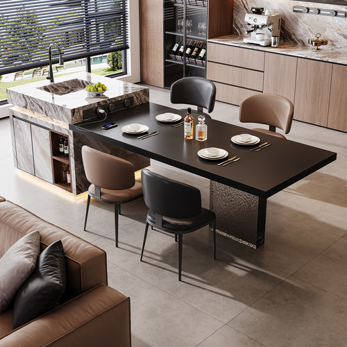 2025新款岩板岛台餐桌一体高级感