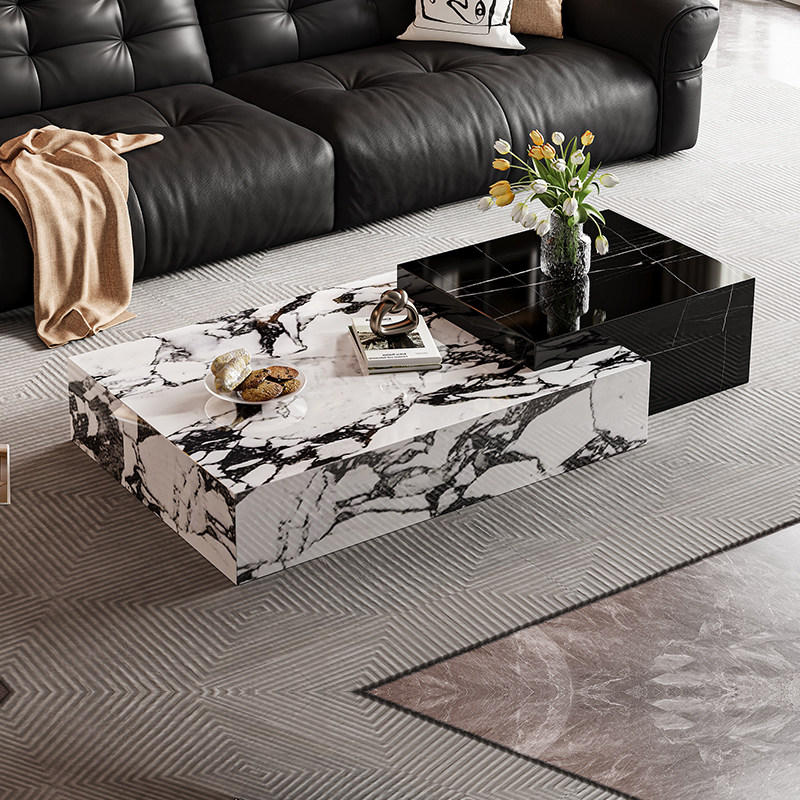2026轻奢意式极简可定制大理石纹客厅家用小户型长方形岩板茶几,住宅家具,茶几,淘宝优惠券,粉丝福利购,淘宝优惠卷