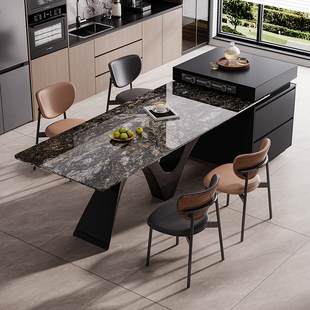 天然奢石岛台餐桌一体高级感璀璨星河饭桌客厅家用2025新款 可定制