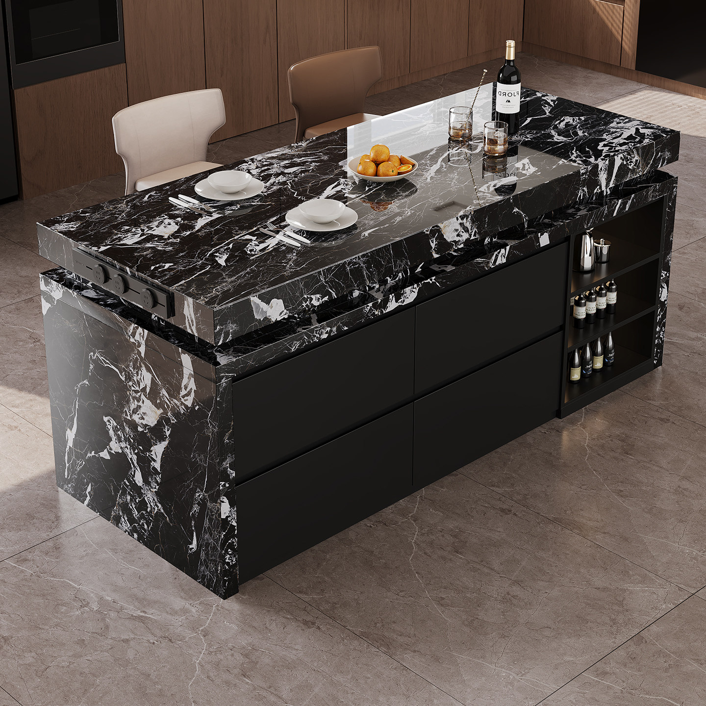 兰朵达岩板岛台餐桌一体宝格丽黑2026新款开放式客厅家用操作台,住宅家具,岛台餐桌,淘宝优惠券,粉丝福利购,淘宝优惠卷