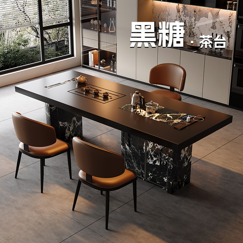 兰朵达意式极简岩板茶桌家用茶台图片