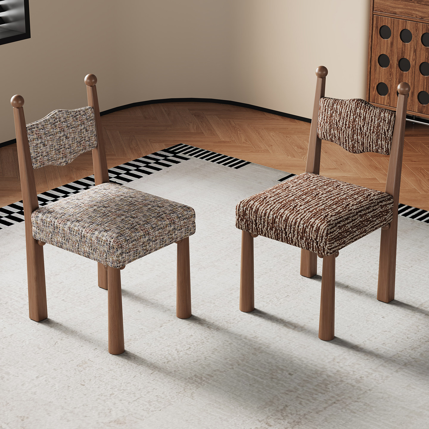 兰朵达布艺实木休闲餐椅客厅家用