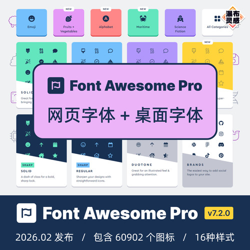 【Web+Desktop】FontAwesome Pro v7.2.0 可永久更新 webfont CSS