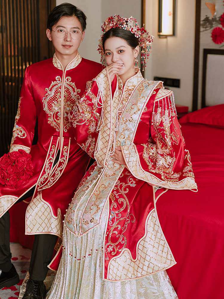 명나라가 만든 HANFU XIUHE 드레스 신부의 새로운 중국식 결혼식