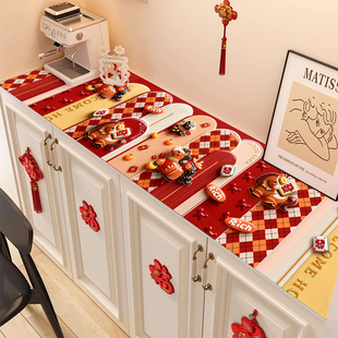 新年玄关柜桌垫红色喜庆桌布装饰垫餐边柜鞋柜垫电视柜台面保护垫