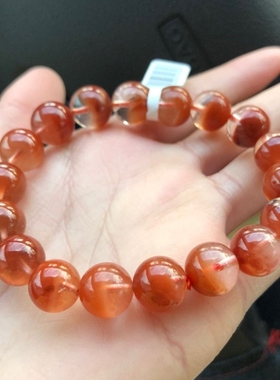 天然红水晶手链红兔毛手链半聚宝招财进宝颜色鲜艳夺目聚宝盆晶体