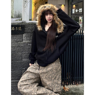 【送运费险】毛领连帽卫衣女春秋
