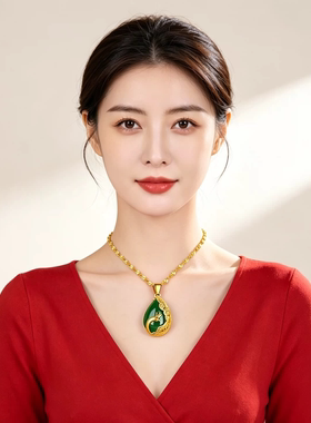 女式新款越南沙金项链黄金色吊坠高档，金店同款不掉色送礼好午安