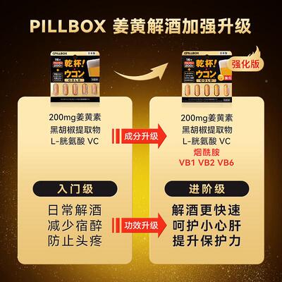 本日PIL解LBOX 新版强干 化干杯姜黄解酒XJB丸5粒3板 酒防宿醉