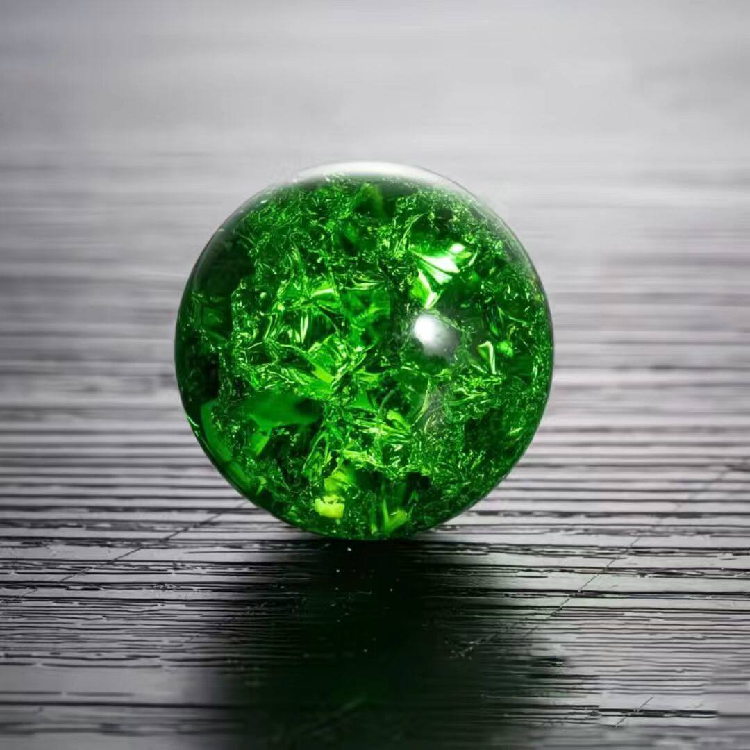 彩色冰裂球假山流水摆件盘景鱼缸专用转动黄色流水球水晶玻璃气泡