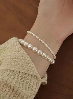 珍珠手链女轻法式极细小珍珠