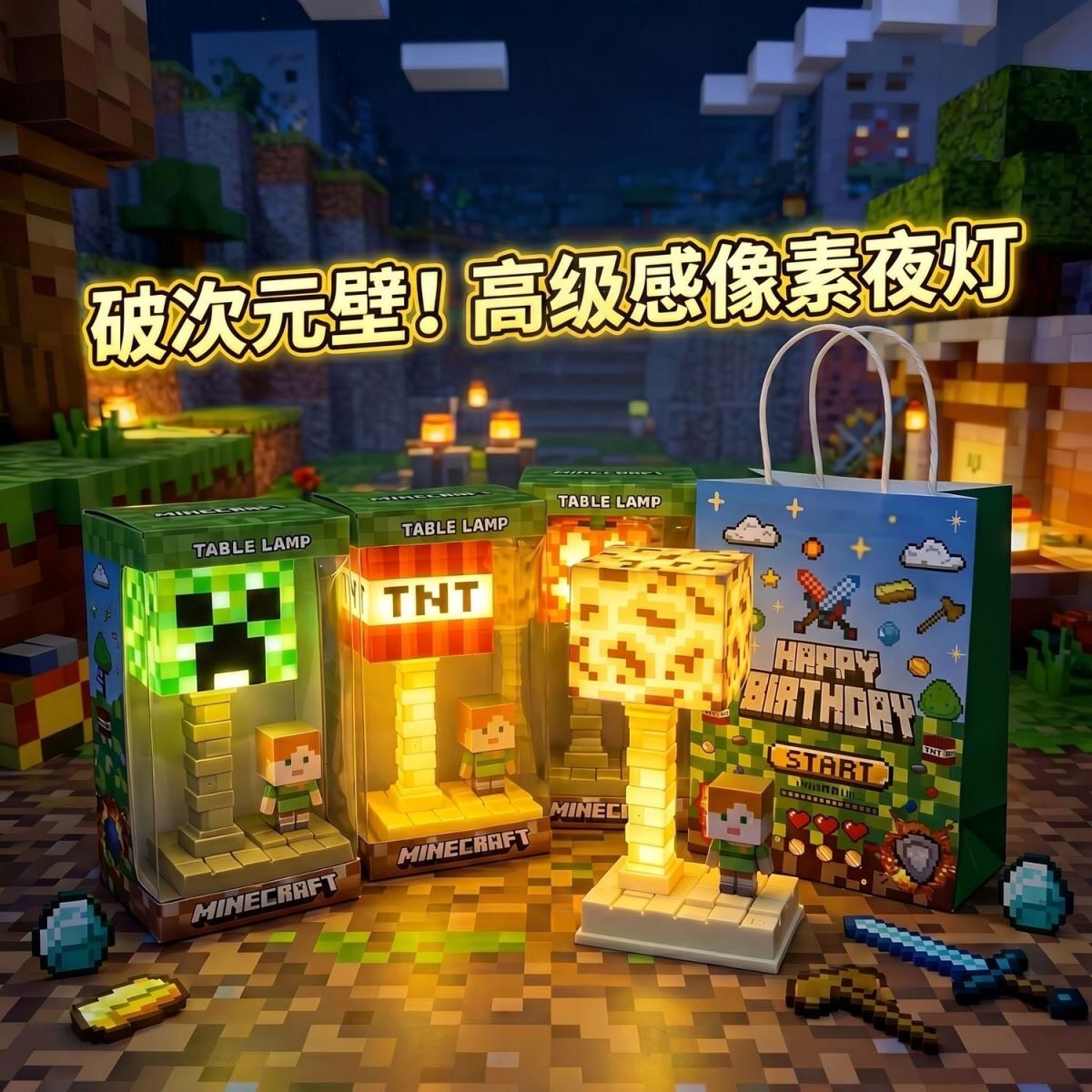 我的世界台灯周边小夜灯生日礼物