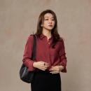 老钱风叠搭衬衣外套 女2025秋冬新款 MENGJIAN羊毛纯色翻领长袖 衬衫