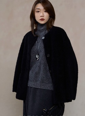 MENGJIAN100羊毛麂皮绒夹克外套女2025冬季新款皮毛一体轻奢大衣