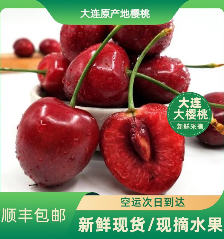 大连瓦房店农民自产自销新鲜大樱桃现摘5斤肉厚饱满农产品