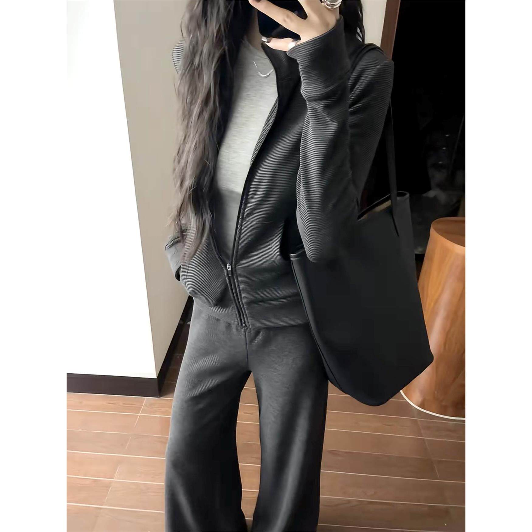 早秋跑步休闲运动套装女秋季2025新款小个子高级感韩系穿搭一整套