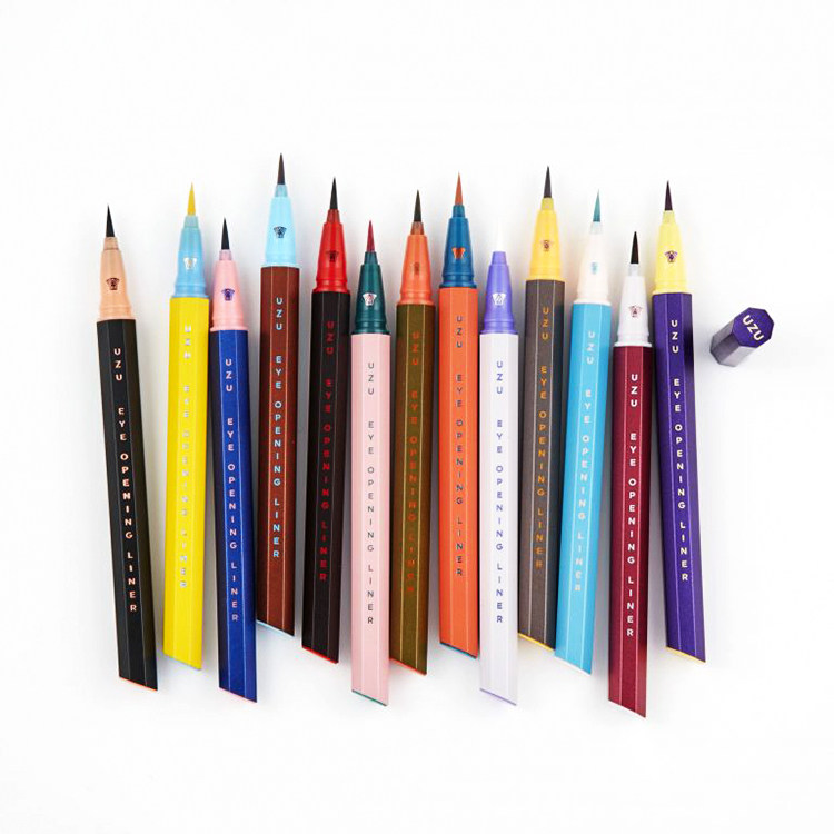 日本熊野uzu职人眼线笔flowfushi彩色眼线液笔白色蓝色粉色酒红色