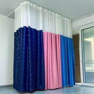饰温馨专用布艺简约布帘 定制美容院窗帘隔断帘遮光布床帘养生馆装