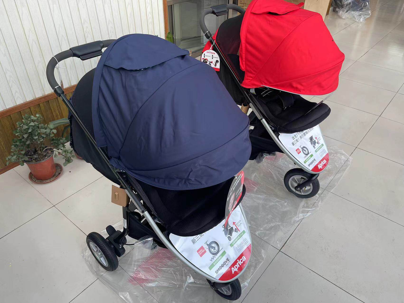 处理7台Aprica阿普丽佳smoove 充气轮胎避震大三轮可坐躺婴儿推车