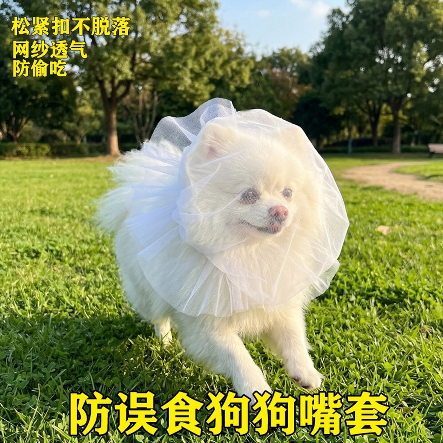 狗狗防偷吃头套防误食嘴套透气户外防偷吃头纱猫咪面罩宠物口罩纱