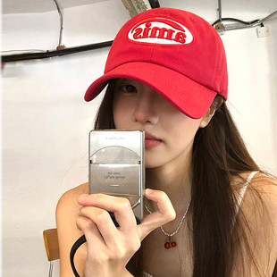 红色字母棒球帽显脸小大帽檐鸭舌帽女2025年春新款加大加深帽子潮