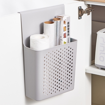 壁挂收纳盒厨房柜门内侧置物架挂钩保鲜膜橱柜门挂篮后整理收纳架