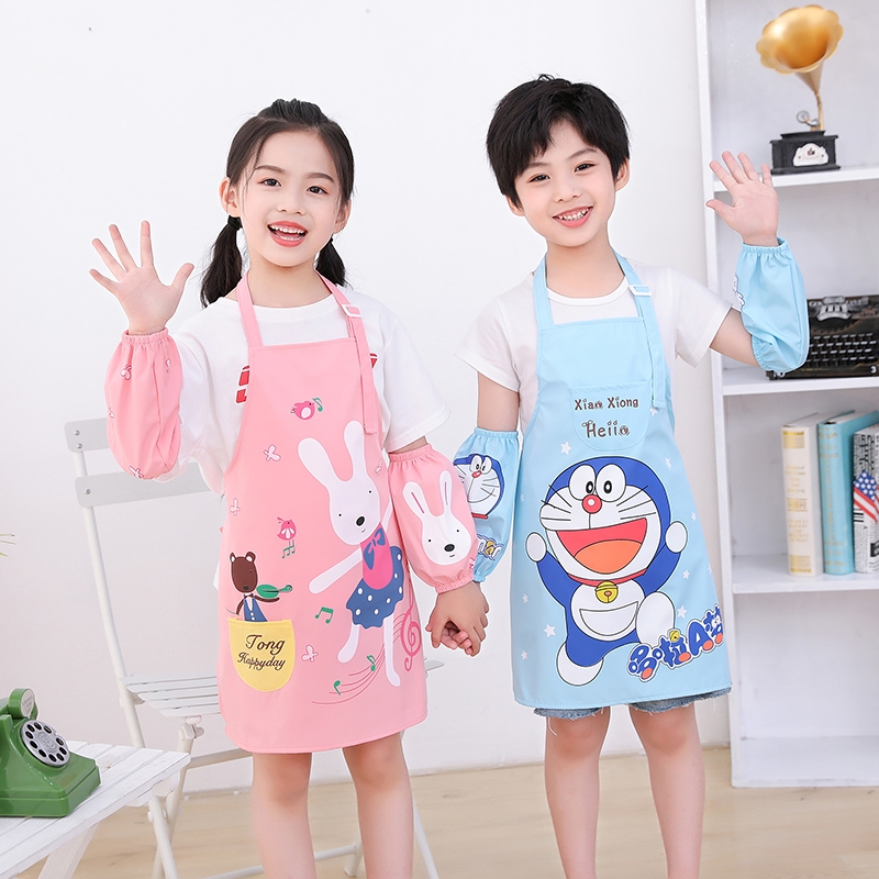 儿童围裙防水罩衣反穿衣无袖女孩小学生手工课防污绘画衣烘焙防脏