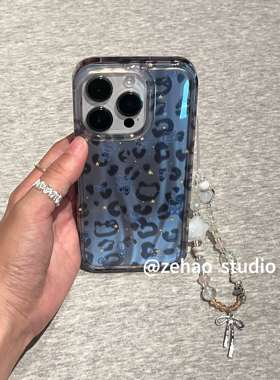 ins灰色豹纹蓝星星kitty适用苹果17promax手机壳iphone16promax新款15双层14/13防摔保护套17pro超好看女17