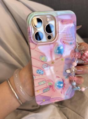 ins紫色梦幻甜酷美甲少女适用苹果16手机壳iphone17promax高级感13/14pro硅胶15Pro保护套新款防摔全包边款软