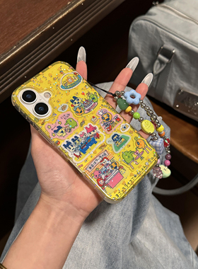 日系古早果冻透黄色拓麻歌子手机壳iPhone16双面16pro苹果15女全包iPhone15pro新款14promax防摔15保护套13