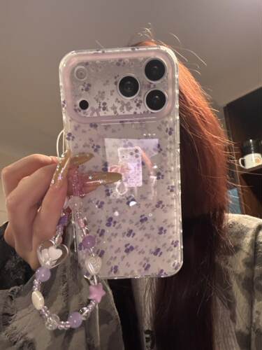ins简约韩系紫色碎花双层印花适用iphone17promax手机壳苹果17pro新款15创意16pro女13/14防摔17保护套16小众