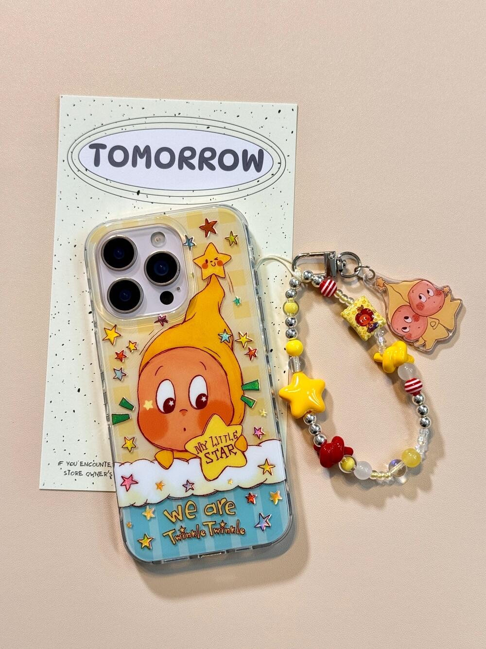 ins趣味可爱被窝星星人插画适用于iphone16手机壳苹果15/14全包13pm防摔新款15promax16pro挂件链条手机套女